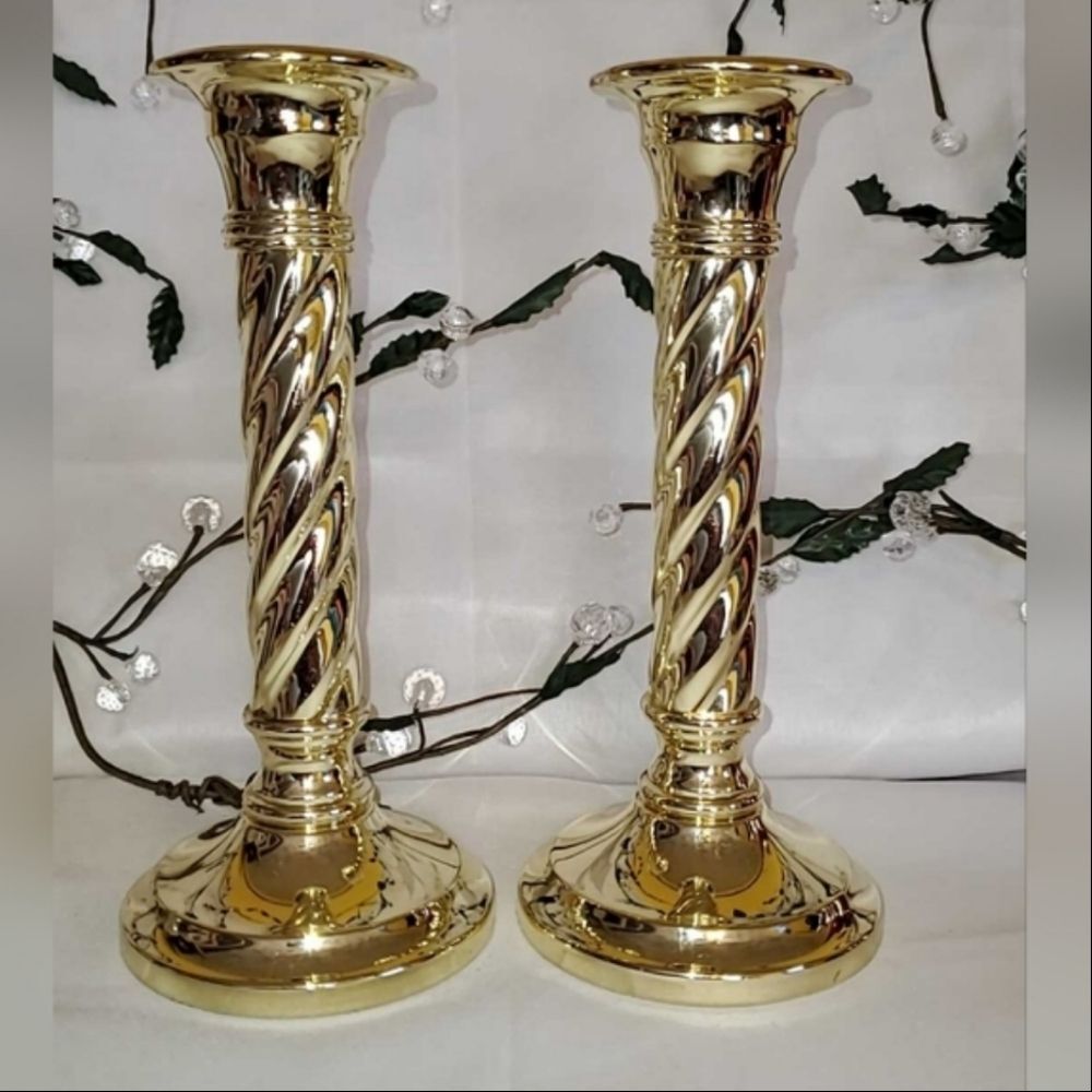 Golden Twisted Candle Holders
